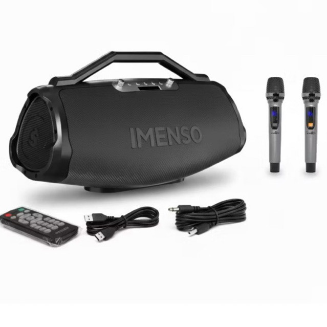caixa de som bluetooth grande Imenso X75 200w Rms 9000mah Ipx4 C/ 2 Microfone Cor Preto LOGO ATUALIZADO