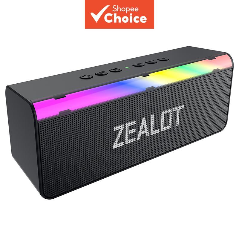 Caixa de Som Bluetooth Recarregável ZEALOT S72, RGB Colorida, Iluminação, BT5.3, Drivers Duplos 10W, IPX4 à Prova