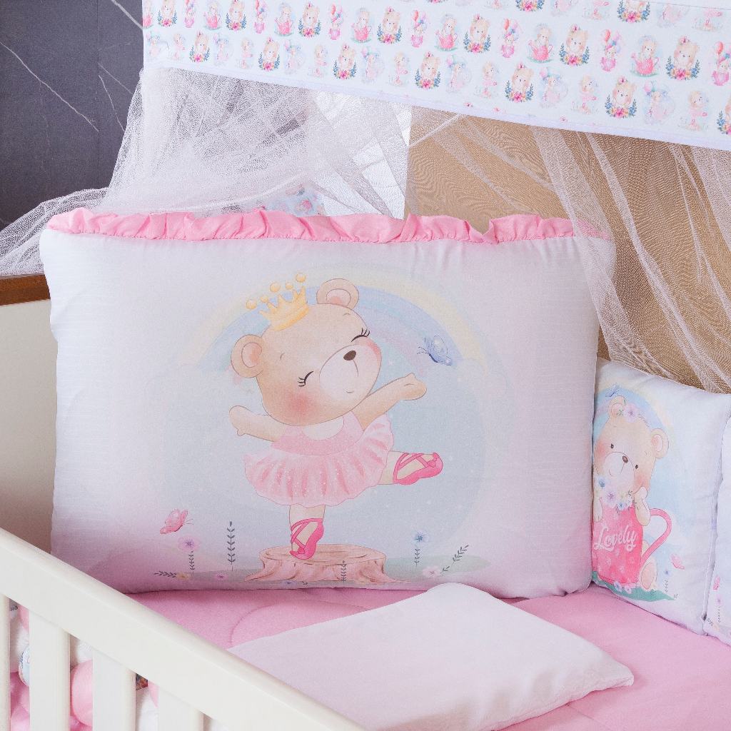 Kit Berço Americano 13 pcs para Bebê Menina Ursinha Lovely