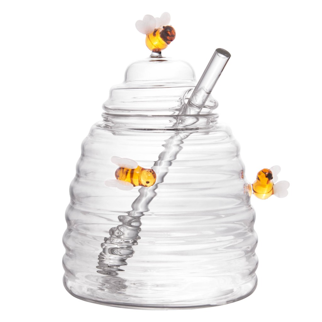 Meleira de Vidro Borossilicato com Tampa e Pegador Lovely Bee 470ml - Lyor