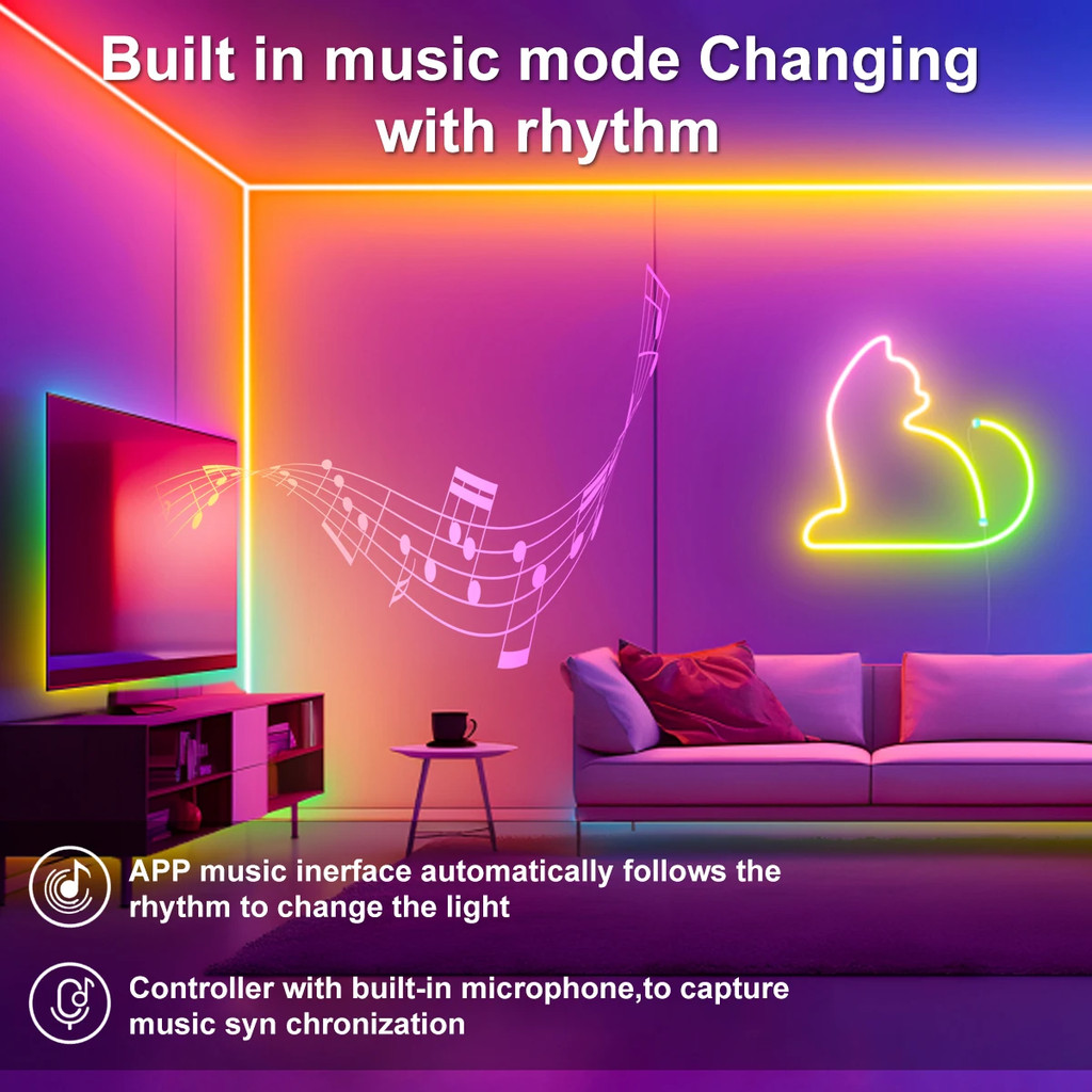 Luzes USB Neon Com WS2812 RGBIC 5V À Prova D'água Bluetooth Diodo APP Controle Remoto Iluminação Usada Instalação De Tet