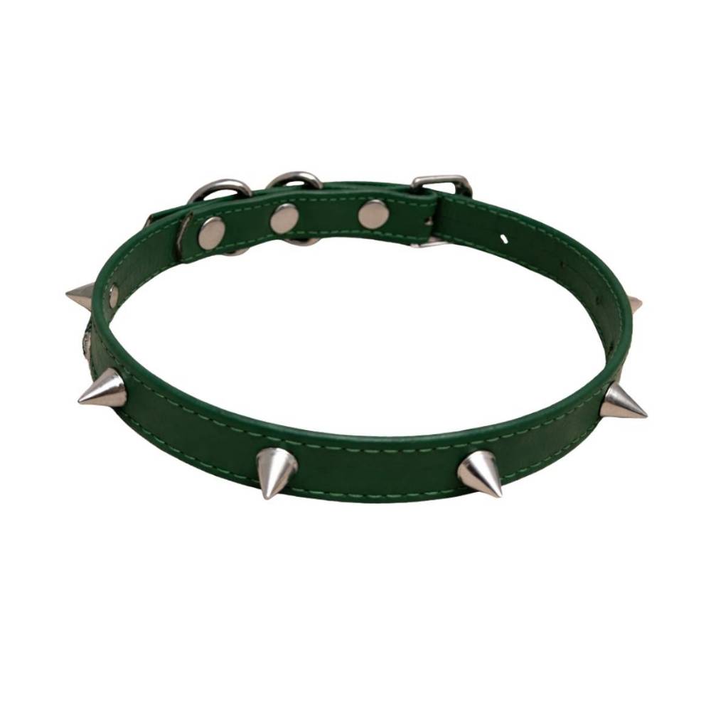 Coleira Cão Couro Legítimo Raça Média Pequena Regulável Resistente Segura Puppy Spikes Espinho