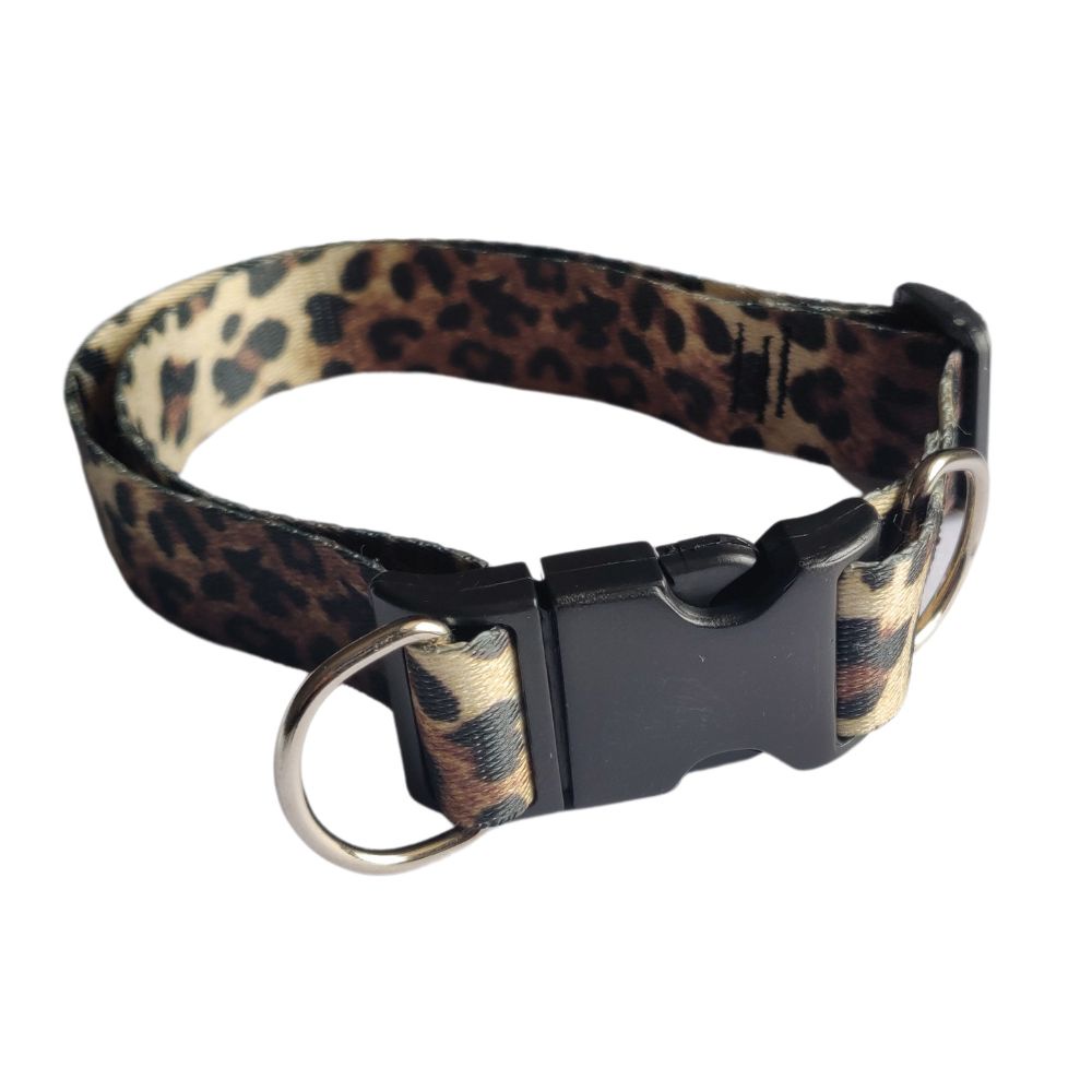 Coleira Para Cachorro Ajustável Animal Print Oncinha