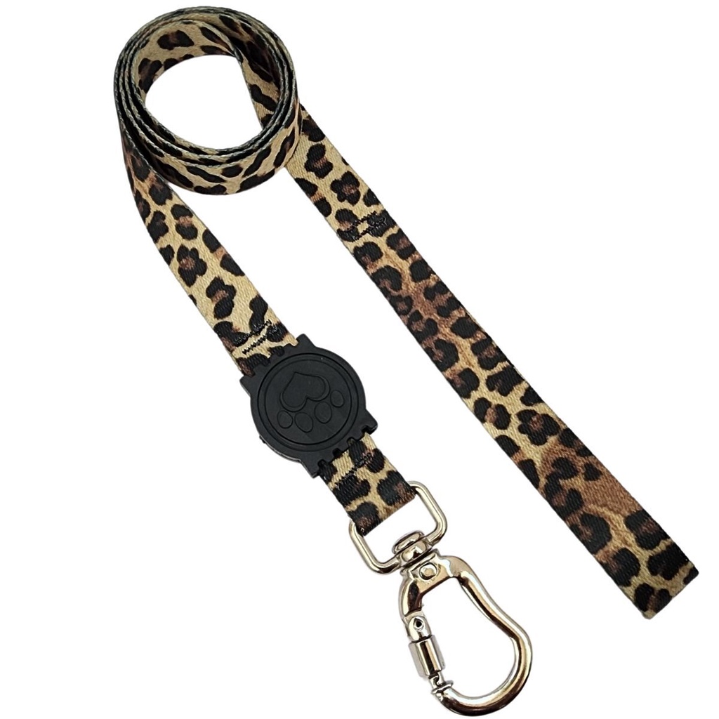 Guia Pet Para Cachorro e GAto com Trava de Segurança Dupla Animal Print Oncinha