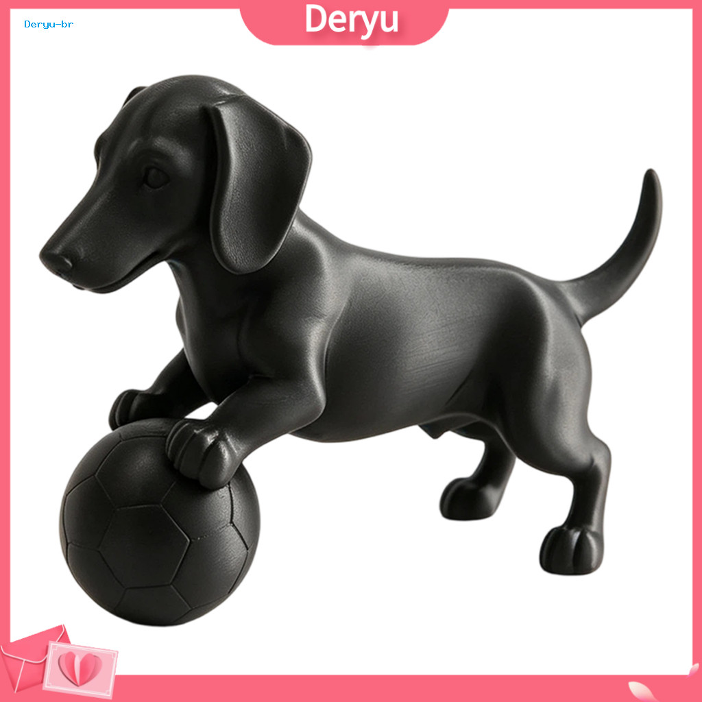 Soccer Dog Figurine Pet Owner Keepsakes Matte Black Mini Dachshund Football – 3d Printed Modern Minimalist Statue Perf