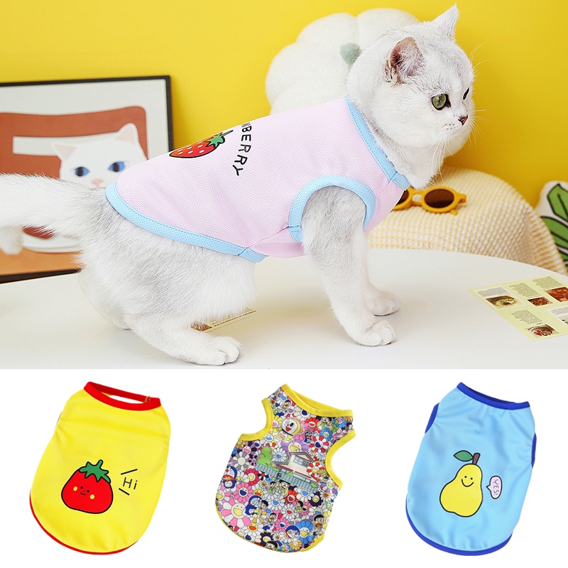 Roupas Para Gatos Gotas Cute Print Dog Sleeveless Shirt Cachorro Gatinho Sphynx Kedi Garfield mascotas