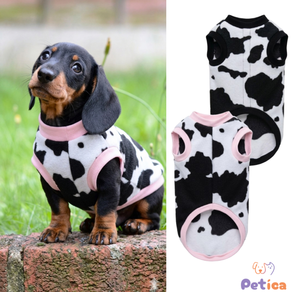 Roupinha Pet em Soft Animal Print Vaquinha e Onça para Cachorro e Gato Confortável Inverno