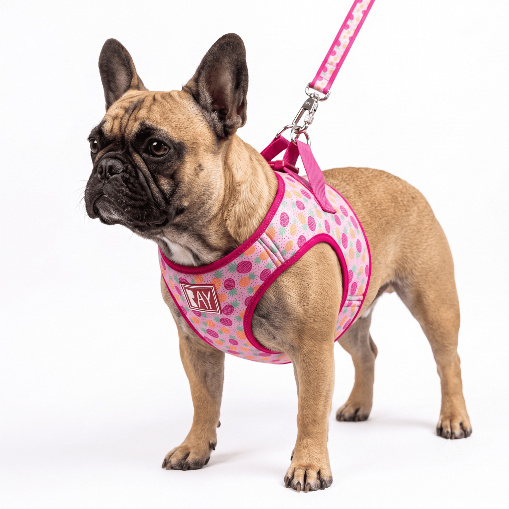 Peitoral Print + Guia - Ray Pet Life - Pineapple Pink