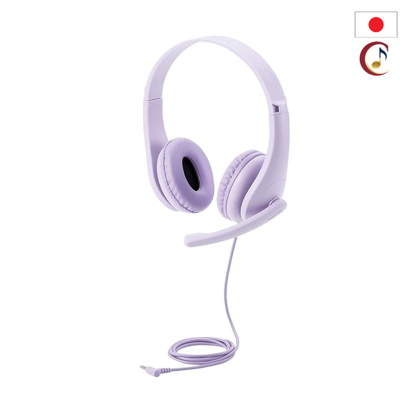 ELECOM HS-KD01 Series Kids Headset with Boom Microphone, 3.5mm (4-Pole) or USB Connection, Lightweight, Multiple Colors/