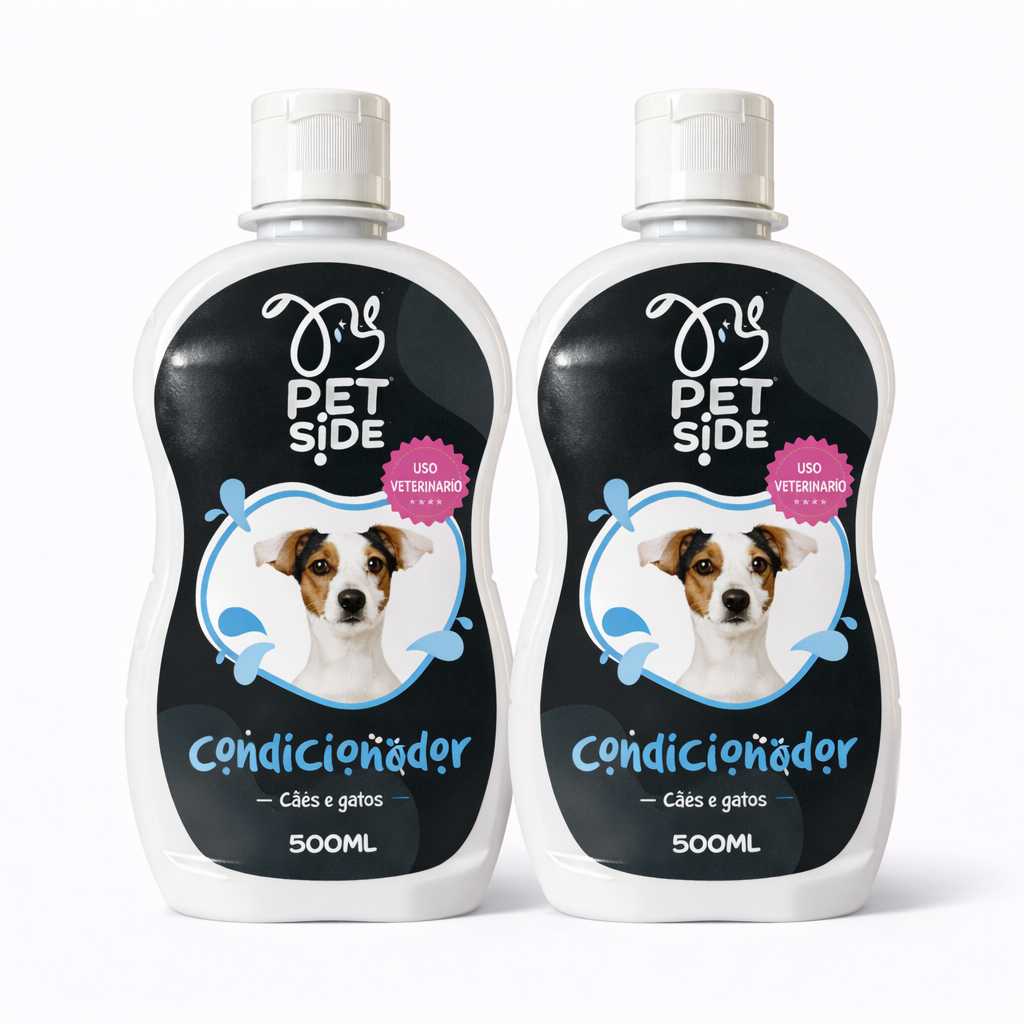 Kit 2 Condicionador para Cães e Gatos Hidratante para Pêlos - Petside 500ml Banho Petshop