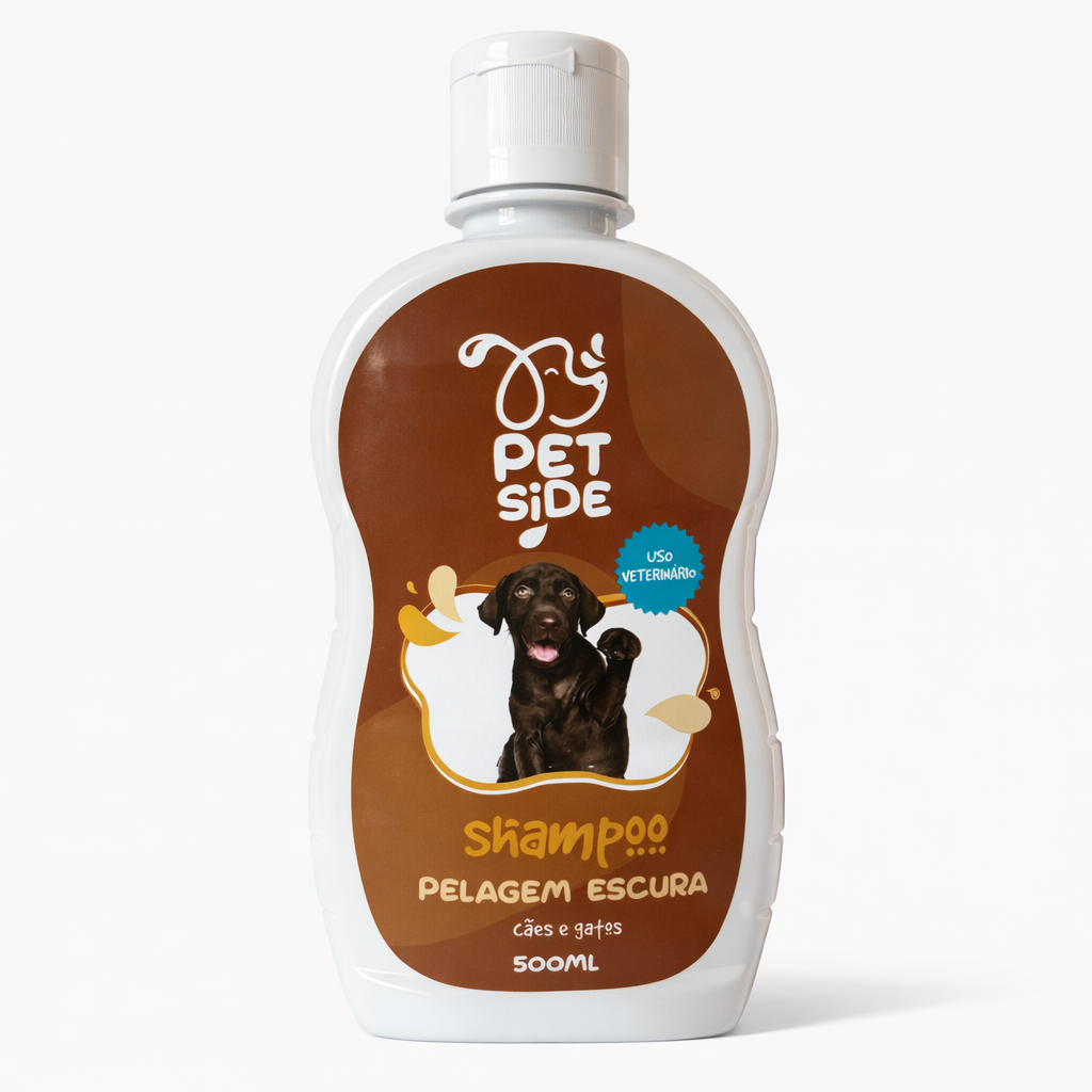 Shampoo para Cães e Gatos de Pelagem Escura Pet Side 500ml Realça Cor Banho Petshop