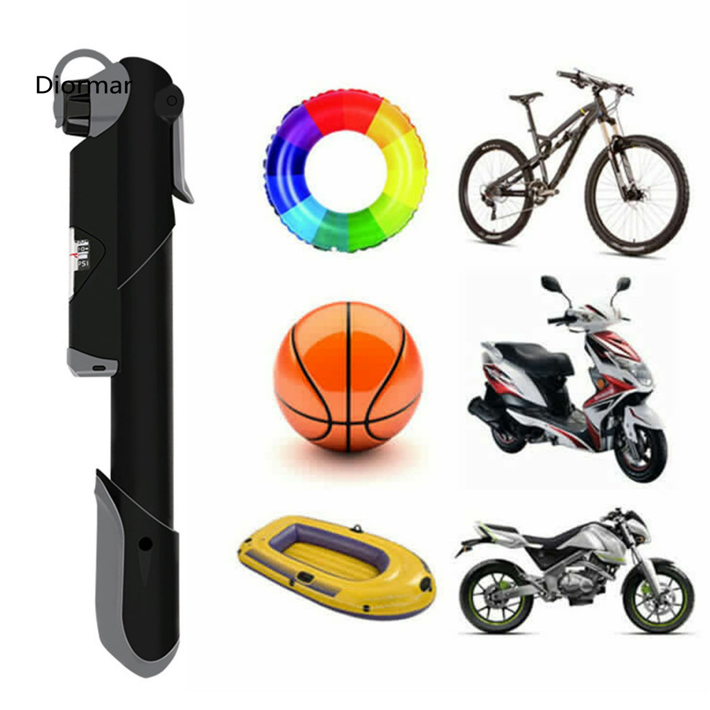 Durable Bike Tire Inflator Pump Portable 120psi with Pressure Gauge Ergonomic Handle Handheld Bicycle Labor-saving and E