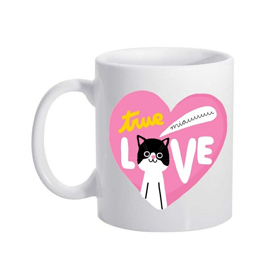 Caneca Branca True Love Gatos Cachorros Dog Cat Pets
