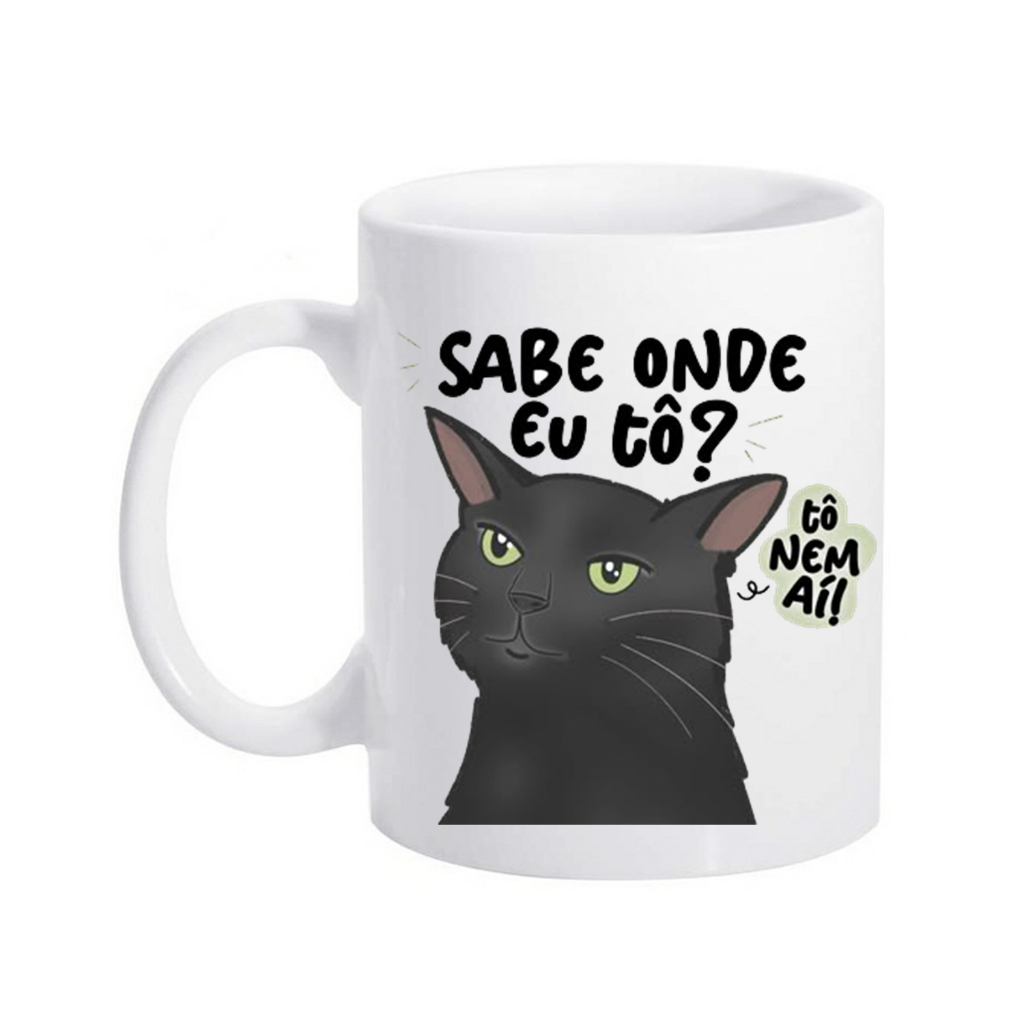 caneca meme gato sabe onde eu to ne ae cat pet frases mistic