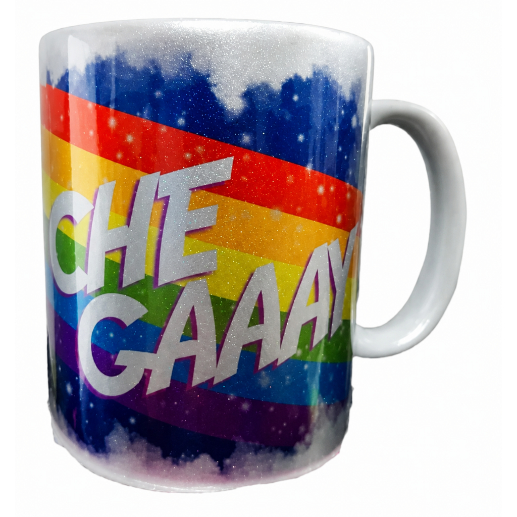 Caneca Porcelana Sude Chegay Lgbtq Arco Iris Prateada 330ml Prateado
