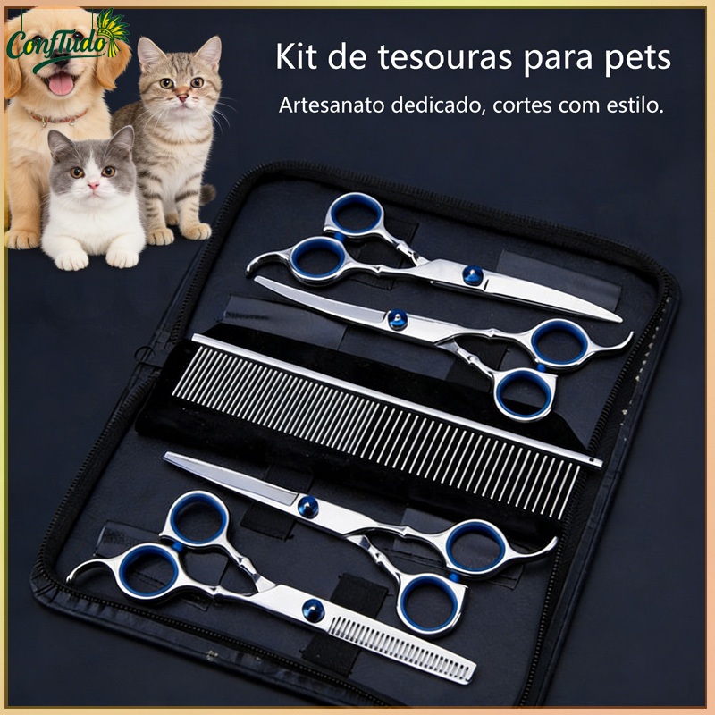 Pet Grooming Scissors Set 5-in-1 for Dogs & Cats