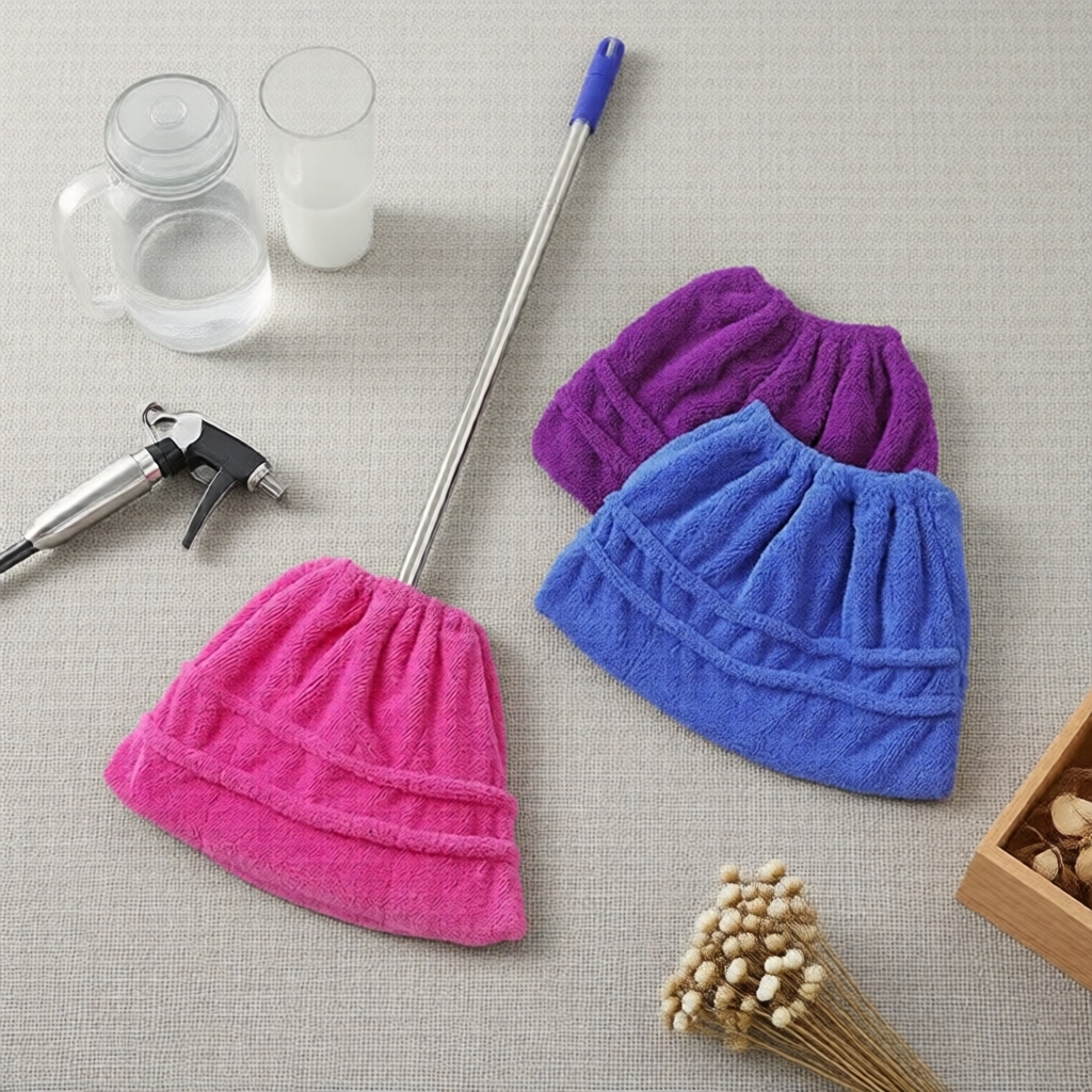 Capa de Cabeça de Esfregão Absorvente Ultra-Fina em Microfibra, Pano de Vassoura Reutilizável em Fleece Coral para