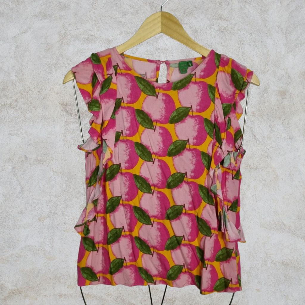 Blusa Dopamine Fashion Farmete P Babados Coloridos – Estampa Frutas – Brechó