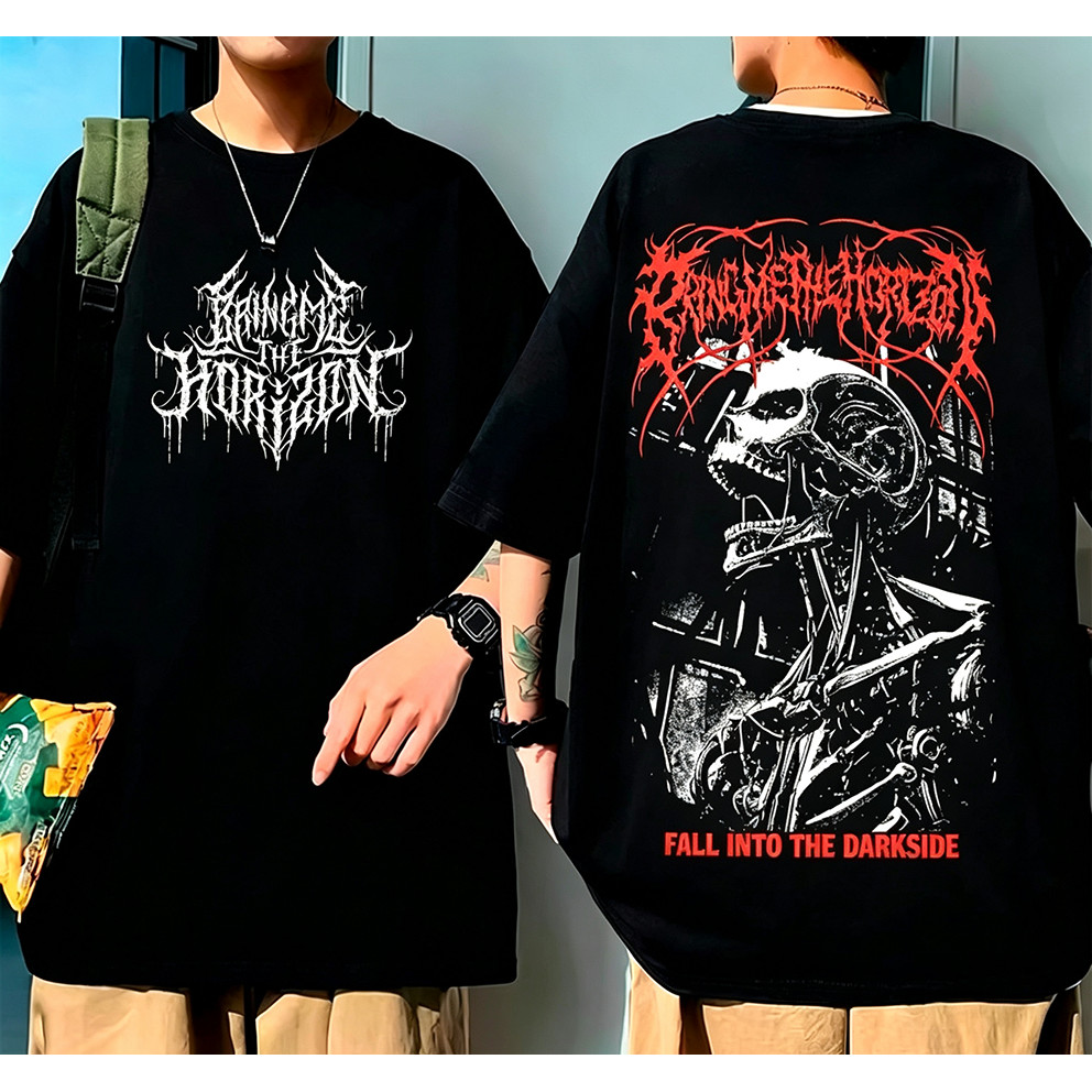 Camiseta Preta Unisex de Alta Qualidade, Design com Imagens de Calaveras e Letras 