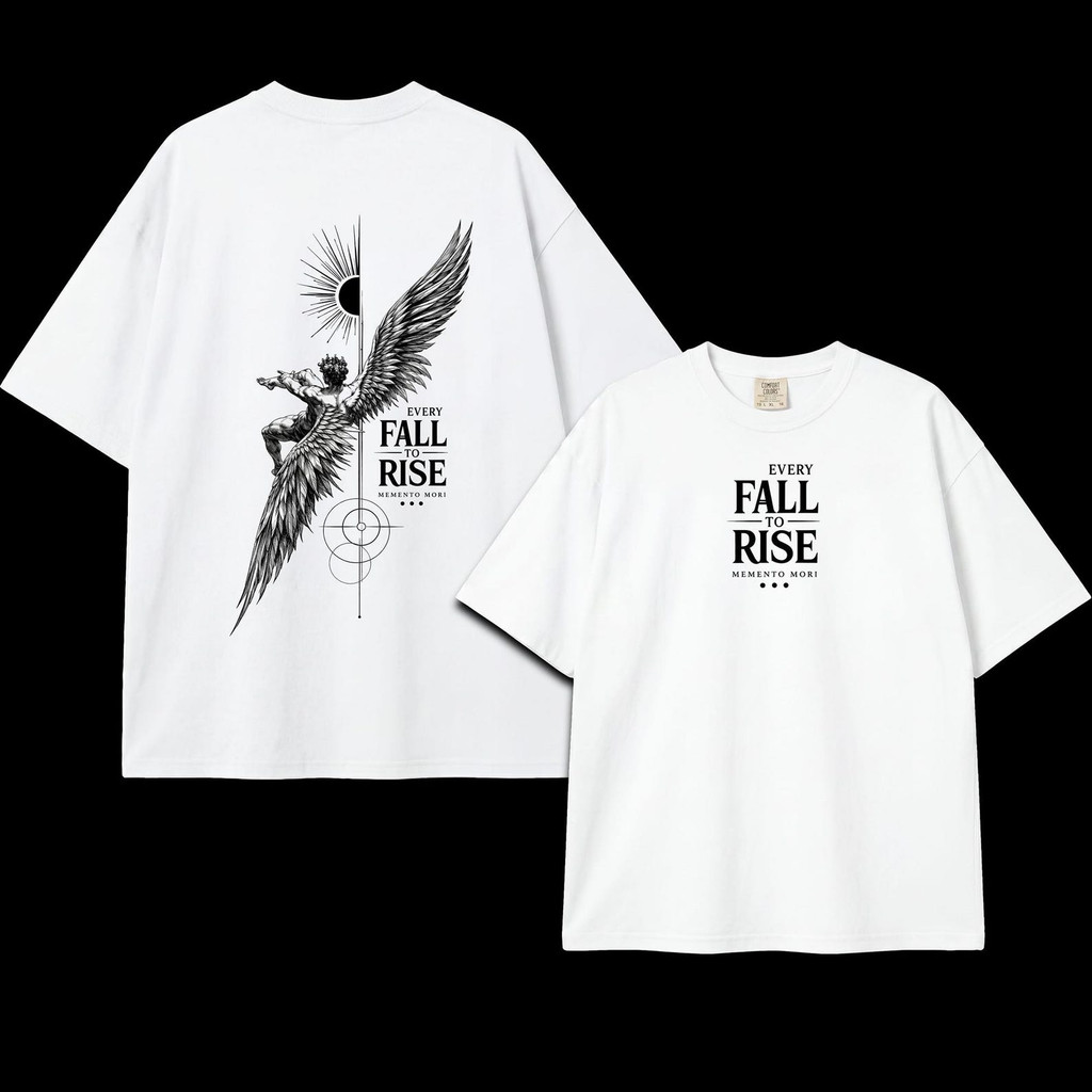 Camiseta Branca Unisex, Design com Asas e Sol Estilizados, Textos 