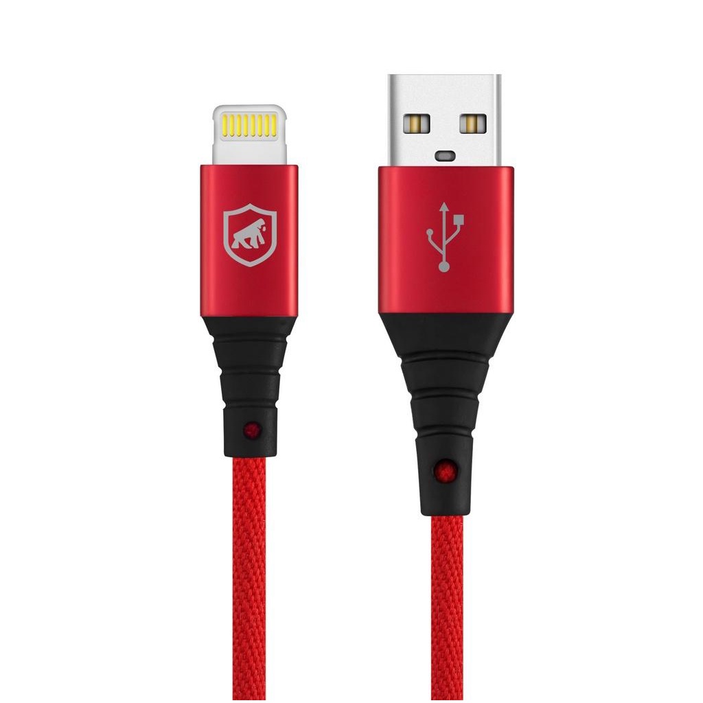 Cabo Tech Proof Vermelho Lightning (1,2m) - MFI - Homologado - Gorila Shield