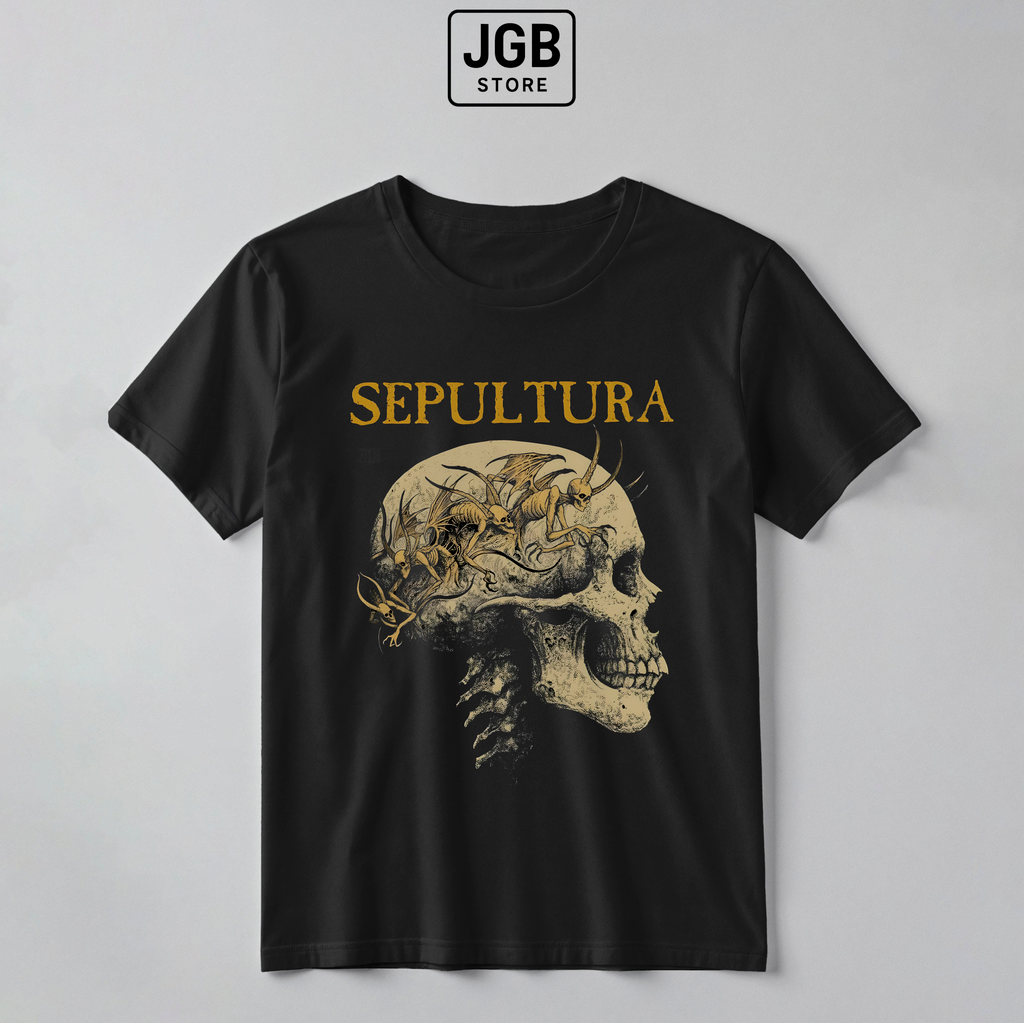 Camiseta Sepultura Banda Metal Rock Caveira 100% Algodão Masculina Feminina Unissex Heavy Metal Plus Size