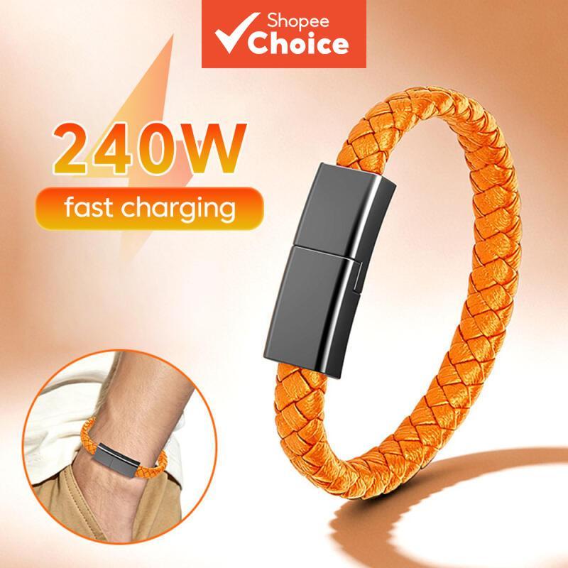 Cabo de Pulseira USB C para C de Carregamento Rápido Tipo C para iPhone 15-17, Samsung, Huawei, Xiaomi, Tablet e