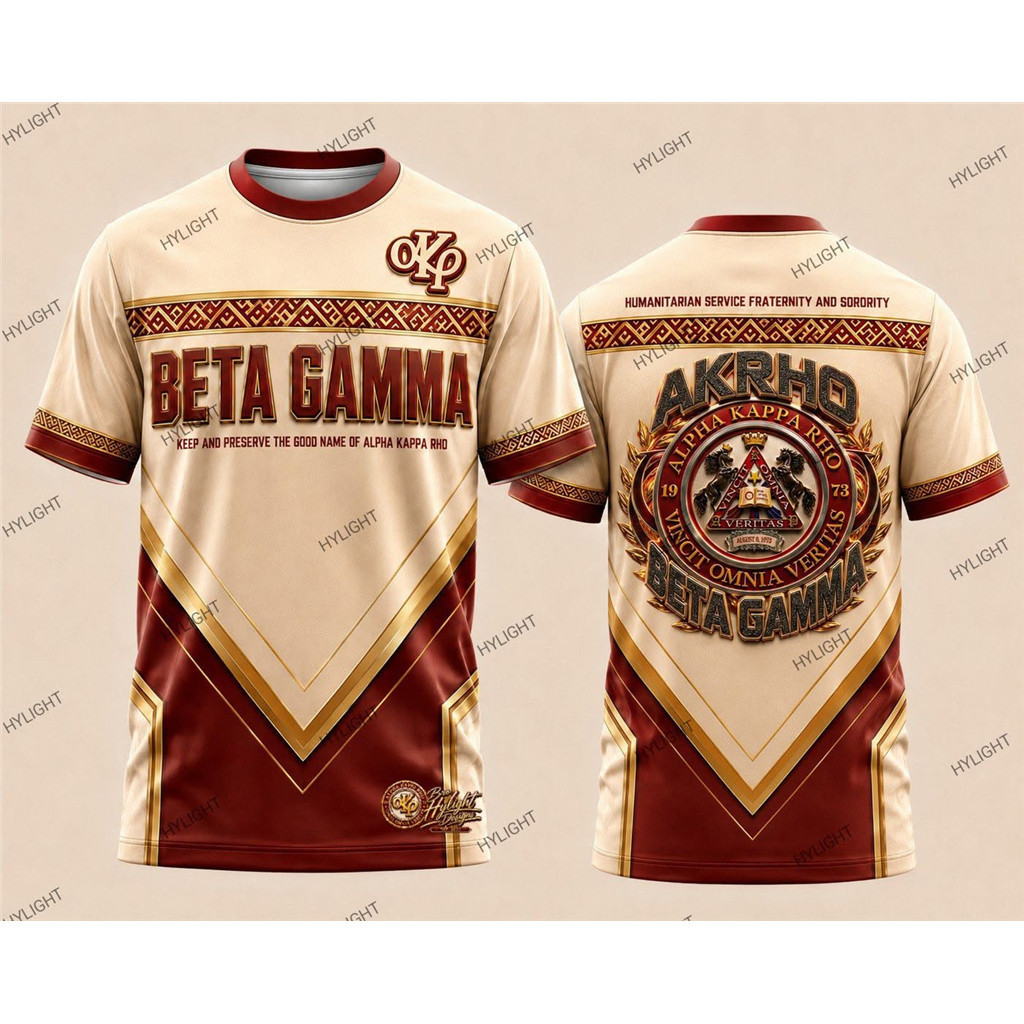 Alpha Kappa Rho Beta Gamma Capítulo Full Sublimation Frat Jersey AKRHO Dry Fit Tee