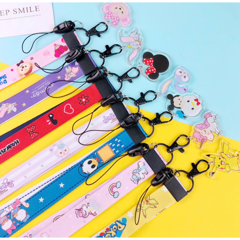 Cordão grande alça chaveiro para chaves crachá desenhos animados para celular corda para telefone colar de alça