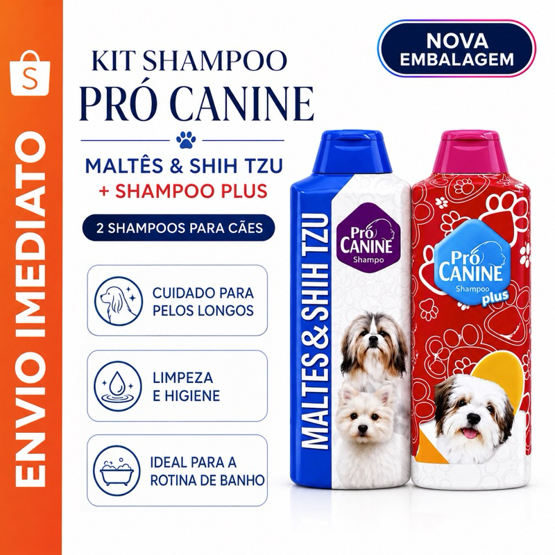 Kit Completo Pró Canine para Pelos Longos com Shampoo + Condicionador 700ml