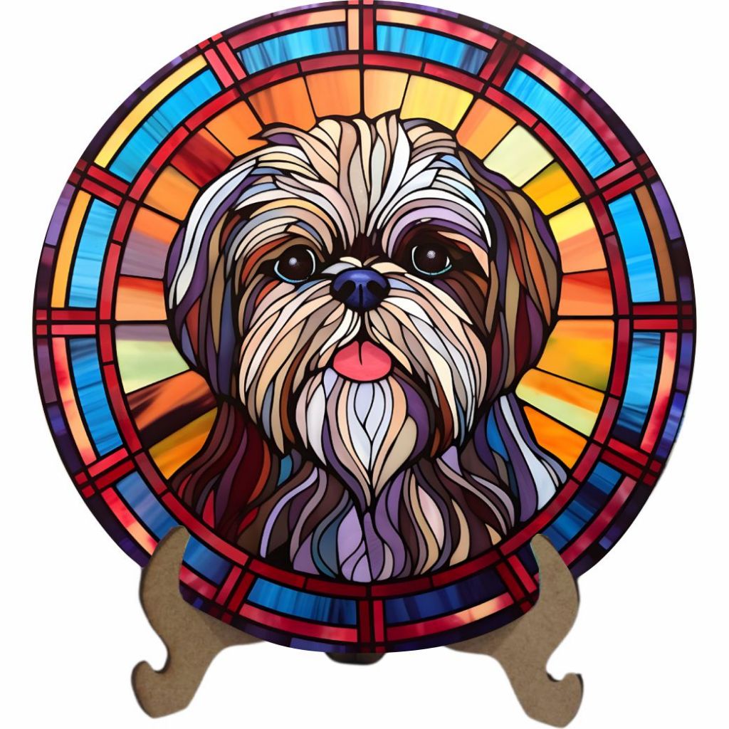 Mandala 26cm Cachorro Shih-tzu Mod1 - Arte Estilo Vitral