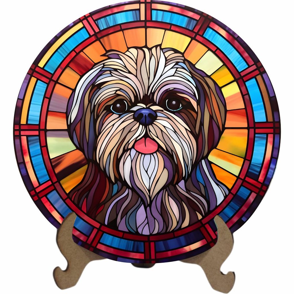 Mandala Cachorro Shih-tzu Mod1 - Arte Estilo Vitral