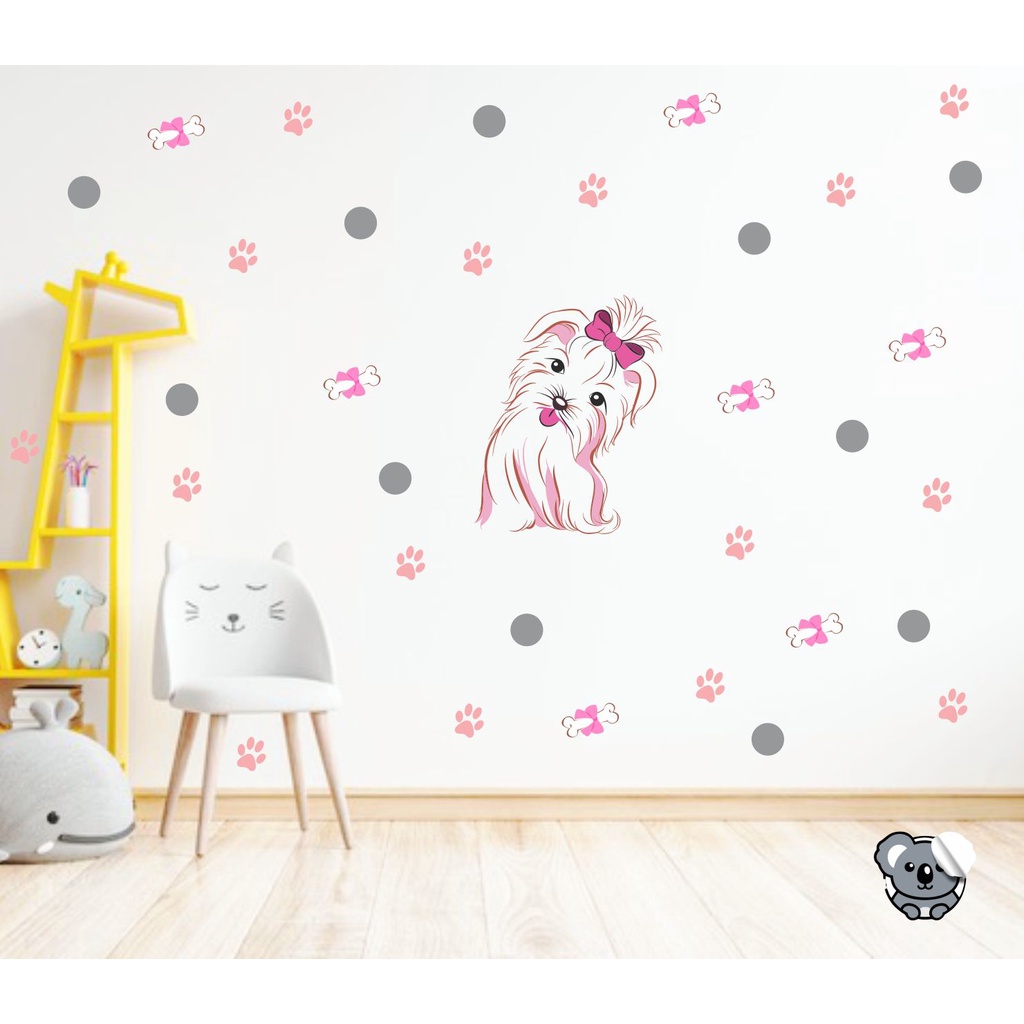 Adesivo de Parede Infantil Cachorrinha Shih-tzu Papel de Parede Infantil Decalques Individuais