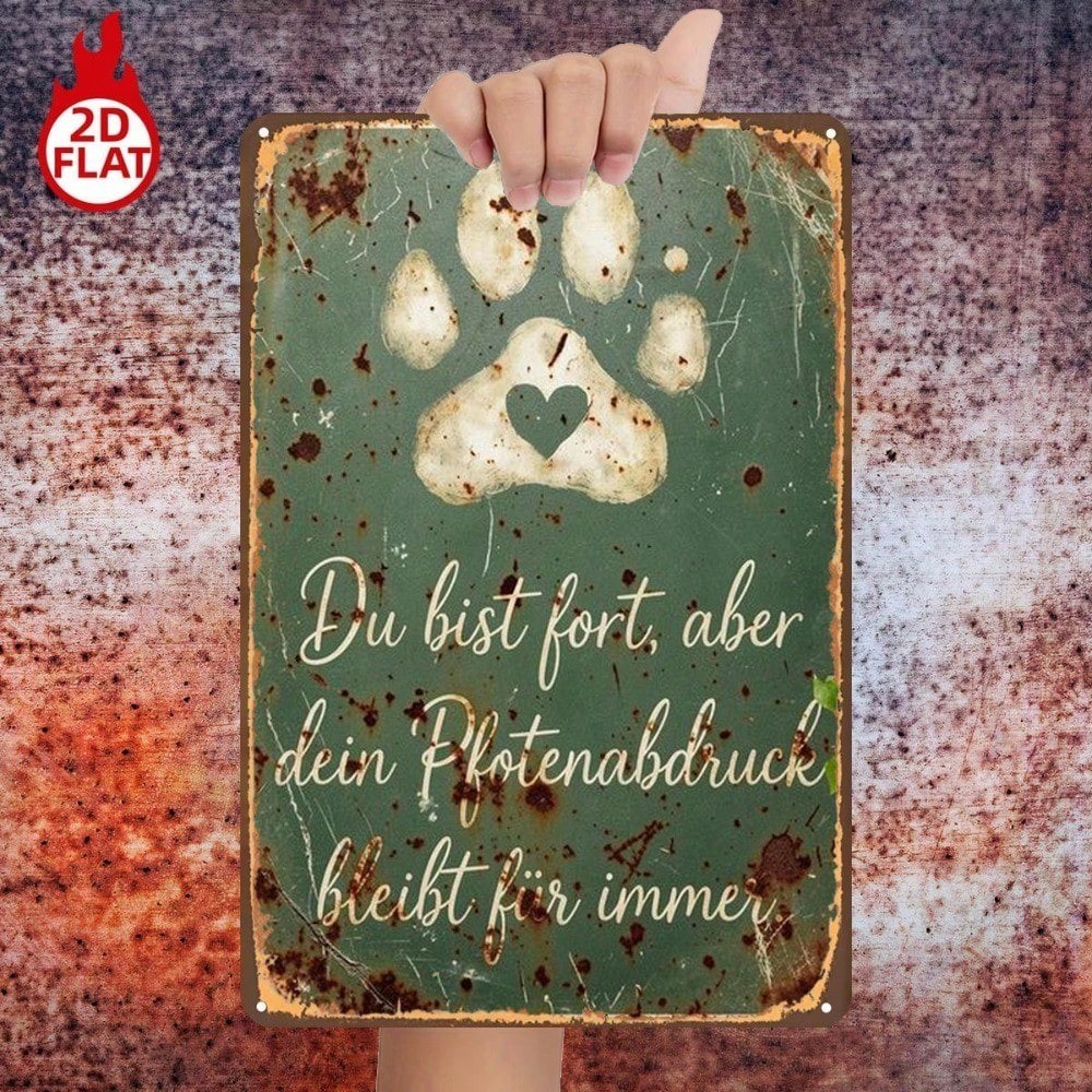 CIFbuy Paw Print Memorial Metal Sign Decoração De Presente Para Perda De Animais De Estimação