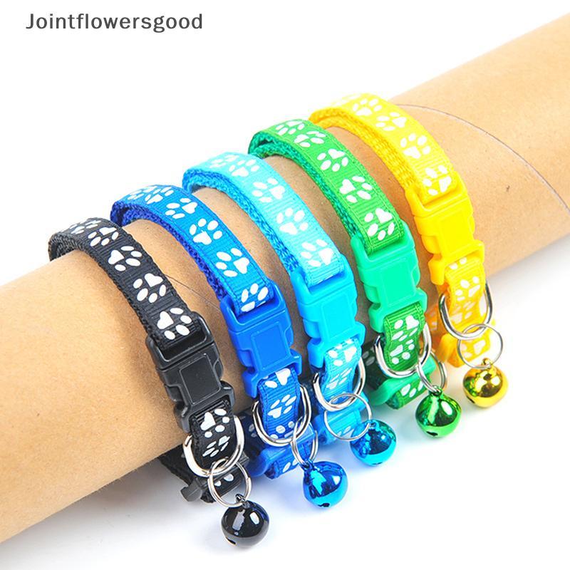 JTFG Coleira Colorida Para Animais De Estimação Cat Nelace Paw Print Sino Ajustável Posicionamento GD