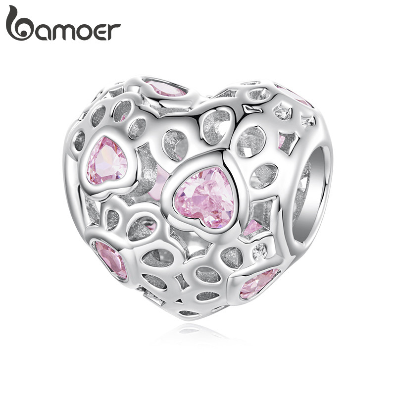 Bamoer Charm Pet Paw Print Pingente DIY Para Pulseira Presentes Mulheres