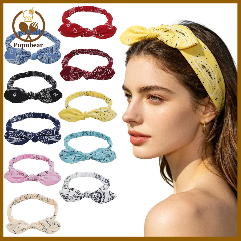 Secure Fit Headband Elastic Rabbit Ear Knot Design Comfortable Hair Wrap for Women Wave Boosting Compression Band Stylis