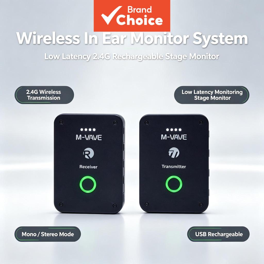 M-VAVE WP 9 Sistema sem Fio In-Ear Monitor de Baixa Latência Transmissor e Receptor Acessórios para Guitarra para Palco
