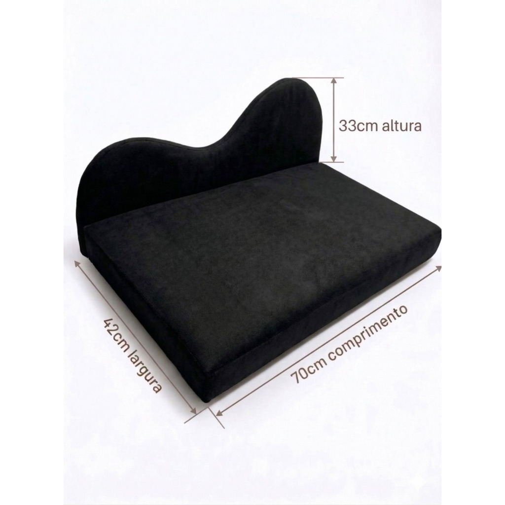 🐾 Caminha para Cachorro Suede Preto Premium | Conforto, Elegância e Durabilidade | 70x42cm + Encosto 33cm 🐶🖤