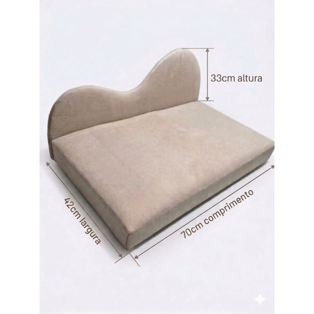 🐾 Caminha para Cachorro Suede Bege Premium | Conforto e Estilo | Base 70x42cm + Encosto 33cm 🐶✨