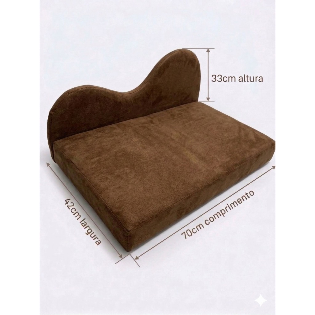 🐾 Caminha para Cachorro Suede Marrom Premium | Conforto e Estilo | 70x42cm + Encosto 33cm 🐶🤎