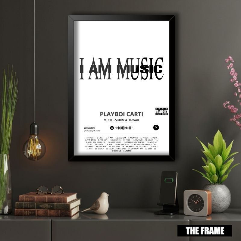 Quadro Decorativo A4/A3 Spotify Playboi Carti Album MUSIC - SORRY 4 DA WAIT