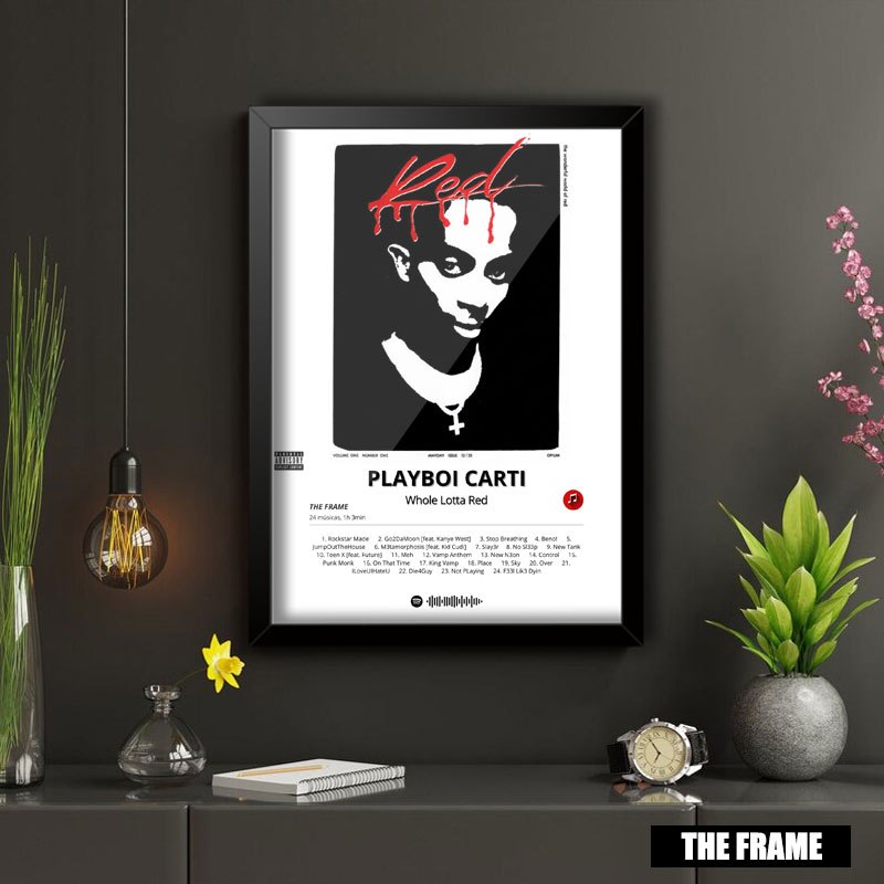 Quadro Decorativo A4/A3 Spotify Playboi Carti Album Whole Lotta Red