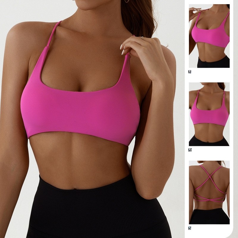 Cat House Nu U-Neck Yoga Sutiã Exterior Desgaste Correndo Roupa Interior Esportiva Cruz Linda Costas Cor Sólida Colete F