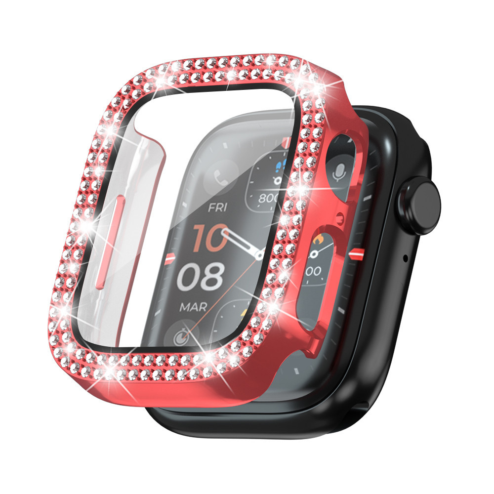 Vidro Temperado + Capa De Diamante Para Apple Watch Series 12 11 10 46mm 42mm Matte Hard PC Bumper Protetor De Tela Caso
