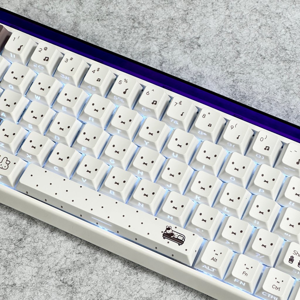 Miffy Side Print Keycap Cherry Profile 82/100 Teclas PBT Dye Sublimation Wooting60 Aula F75 Cute Cartoon Little Rabbit L