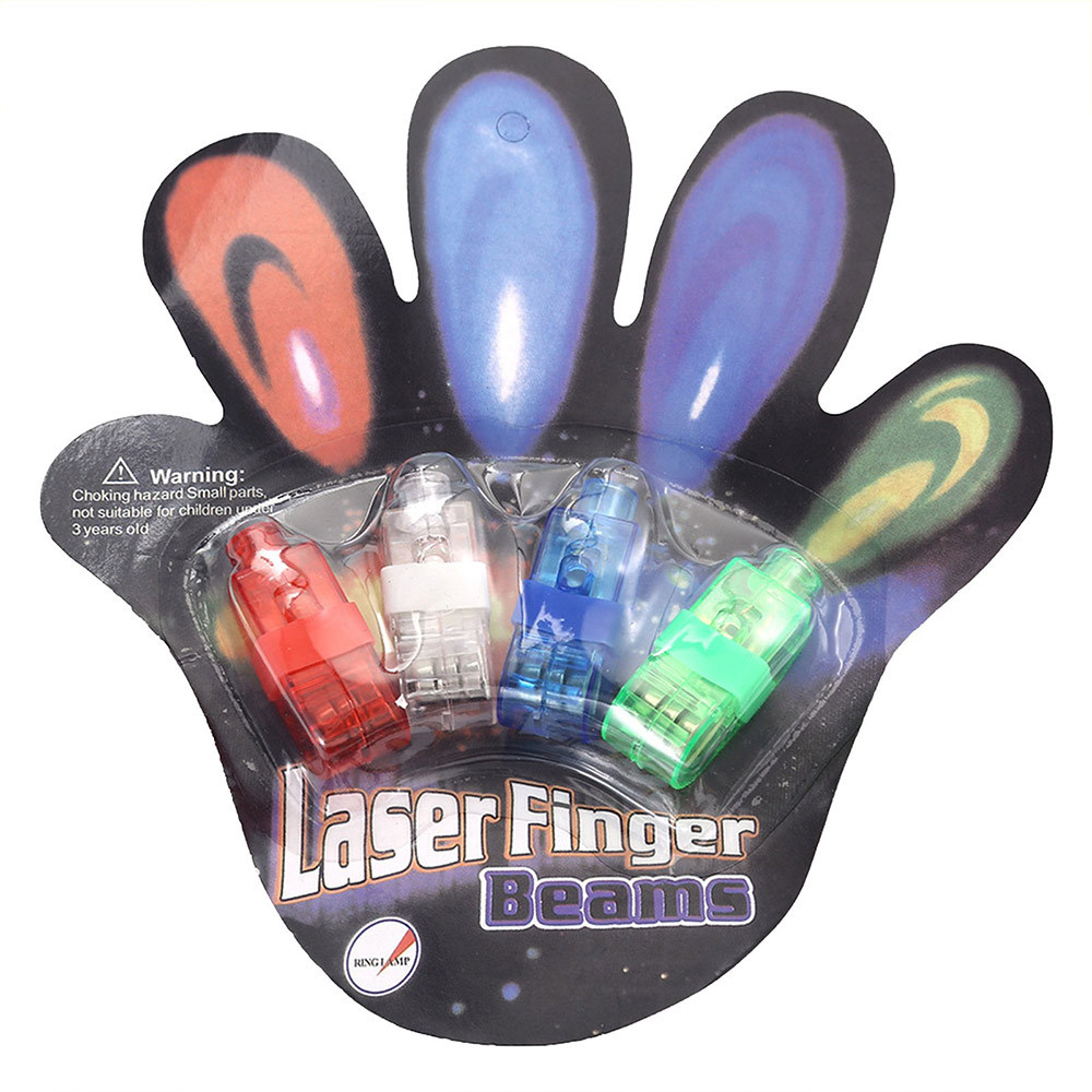 LED Laser Finger Beams Light Toy 4Pcs Per Pack Color Changing Finger Ring Lights For Kids Party Game Supplies