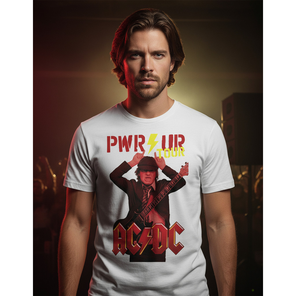 Camiseta Ac/dc Pwr Up Tour 2 Show Classic Rock Brasil Unisse