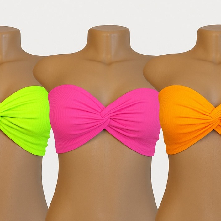 Kit 2  Cropped Faixa Twist Feminino Top Tomara que Caia Moda Verao