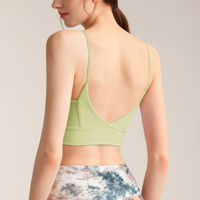 New Spaghetti Strap Beauty Back Strap Bra Running Fitness Push up Sports Bra Women Backless Yoga Vest 0opP